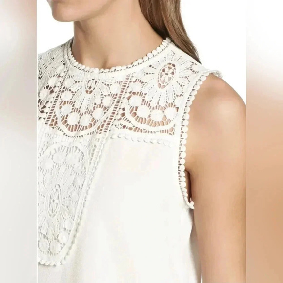 Halogen Lace & Crepe Top Ivory Cloud Size XL - Picture 2 of 8